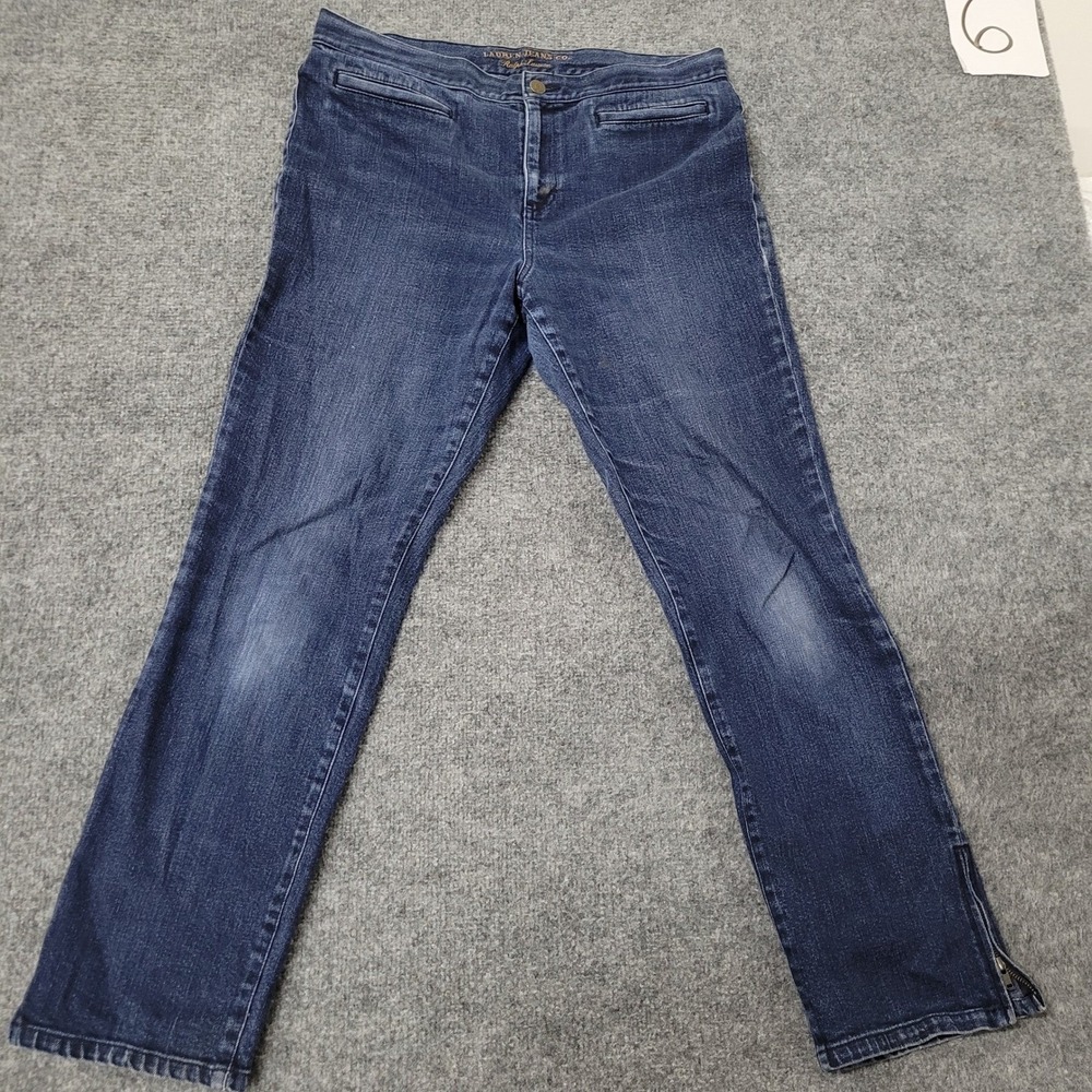 Lauren Ralph Lauren Jeans Womens Size 10 Blue Straight Leg Ankle Zip Stretch